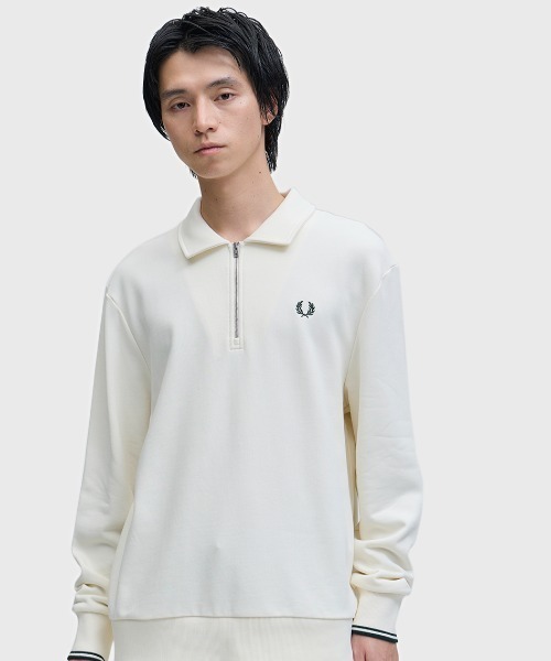 50〜60年代ホワイト✖️ブラック染み込みプリントハーフジップスウェット 60's VINTAGE Half Zip Sweat Shirts /WHITE 60年代 ヴィンテージ