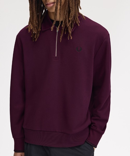 FRED PERRY(フレッドペリー)の「Half Zip Collared Sweatshirt/ハーフジップカラースウェットシャツ(スウェット・メンズ・ダークオリーブ/ブラック/ベージュ/グレー/ネイビー/ベージュ系その他/プラム・M/S/L)」の19枚目の写真