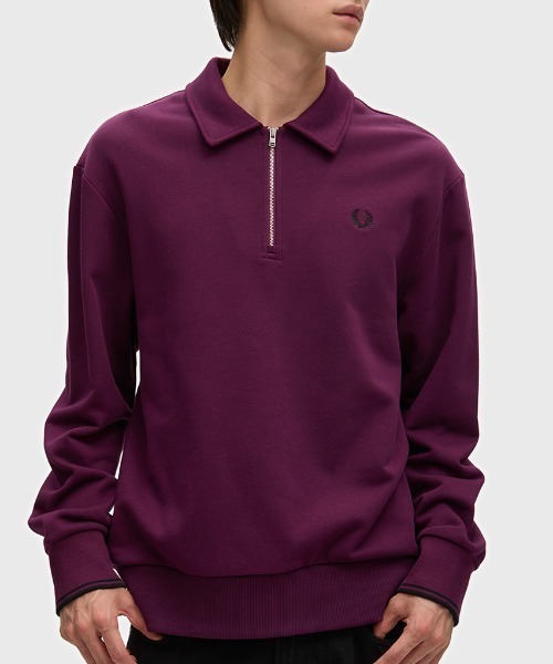 FRED PERRY(フレッドペリー)の「Half Zip Collared Sweatshirt/ハーフジップカラースウェットシャツ(スウェット・メンズ・ダークオリーブ/ブラック/ベージュ/グレー/ネイビー/ベージュ系その他/プラム・M/S/L)」の15枚目の写真
