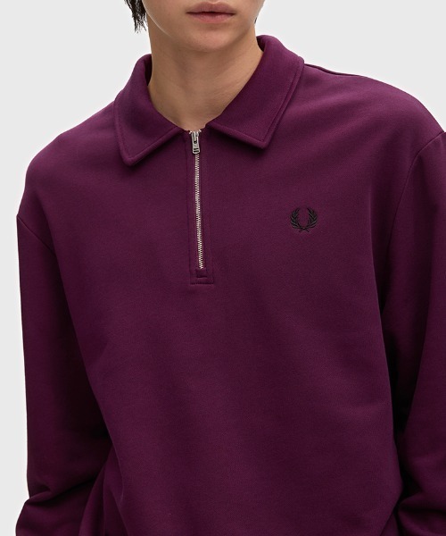 FRED PERRY(フレッドペリー)の「Half Zip Collared Sweatshirt/ハーフジップカラースウェットシャツ(スウェット・メンズ・ダークオリーブ/ブラック/ベージュ/グレー/ネイビー/ベージュ系その他/プラム・M/S/L)」の16枚目の写真