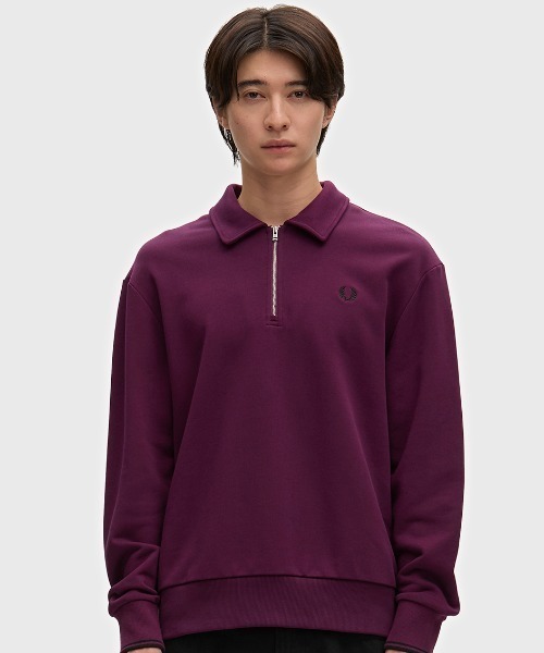 FRED PERRY(フレッドペリー)の「Half Zip Collared Sweatshirt/ハーフジップカラースウェットシャツ(スウェット・メンズ・ダークオリーブ/ブラック/ベージュ/グレー/ネイビー/ベージュ系その他/プラム・M/S/L)」の17枚目の写真