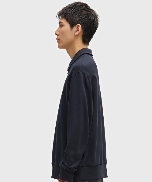 FRED PERRY(フレッドペリー)の「Half Zip Collared Sweatshirt/ハーフジップカラースウェットシャツ(スウェット・メンズ・ダークオリーブ/ブラック/ベージュ/グレー/ネイビー/ベージュ系その他/プラム・M/S/L)」の8枚目の写真