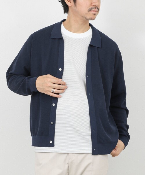 NOLLEY’S（ノーリーズ）の「《SERIYA Cotton》吸湿カノコ襟付きカーディガン 26SS / 吸水速乾 / ウォッシャブル（カーディガン/ボレロ・メンズ・ブルーグリーン/ブラック/ネイビー・S/M/L）」の3枚目の写真