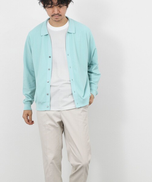 NOLLEY’S（ノーリーズ）の「《SERIYA Cotton》吸湿カノコ襟付きカーディガン 26SS（カーディガン/ボレロ・メンズ・ブルーグリーン/ブラック/ネイビー・S/M/L）」の6枚目の写真