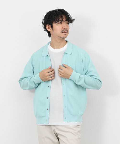 NOLLEY’S（ノーリーズ）の「《SERIYA Cotton》吸湿カノコ襟付きカーディガン 26SS（カーディガン/ボレロ・メンズ・ブルーグリーン/ブラック/ネイビー・S/M/L）」の7枚目の写真