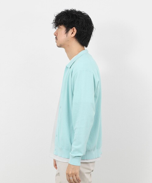 NOLLEY’S（ノーリーズ）の「《SERIYA Cotton》吸湿カノコ襟付きカーディガン 26SS（カーディガン/ボレロ・メンズ・ブルーグリーン/ブラック/ネイビー・S/M/L）」の8枚目の写真