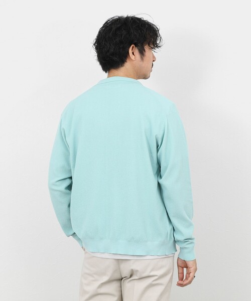 NOLLEY’S（ノーリーズ）の「《SERIYA Cotton》吸湿カノコ襟付きカーディガン 26SS（カーディガン/ボレロ・メンズ・ブルーグリーン/ブラック/ネイビー・S/M/L）」の9枚目の写真