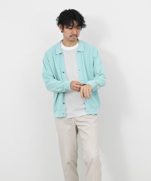 NOLLEY’S（ノーリーズ）の「《SERIYA Cotton》吸湿カノコ襟付きカーディガン 26SS（カーディガン/ボレロ・メンズ・ブルーグリーン/ブラック/ネイビー・S/M/L）」の11枚目の写真