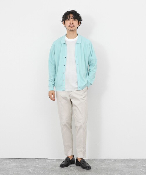 NOLLEY’S（ノーリーズ）の「《SERIYA Cotton》吸湿カノコ襟付きカーディガン 26SS（カーディガン/ボレロ・メンズ・ブルーグリーン/ブラック/ネイビー・S/M/L）」の12枚目の写真