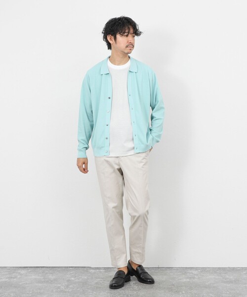 NOLLEY’S（ノーリーズ）の「《SERIYA Cotton》吸湿カノコ襟付きカーディガン 26SS（カーディガン/ボレロ・メンズ・ブルーグリーン/ブラック/ネイビー・S/M/L）」の13枚目の写真