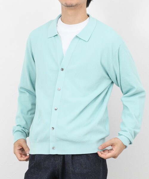NOLLEY’S（ノーリーズ）の「《SERIYA Cotton》吸湿カノコ襟付きカーディガン 26SS（カーディガン/ボレロ・メンズ・ブルーグリーン/ブラック/ネイビー・S/M/L）」の14枚目の写真
