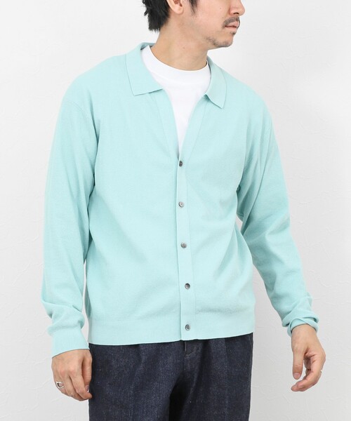 NOLLEY’S（ノーリーズ）の「《SERIYA Cotton》吸湿カノコ襟付きカーディガン 26SS（カーディガン/ボレロ・メンズ・ブルーグリーン/ブラック/ネイビー・S/M/L）」の15枚目の写真