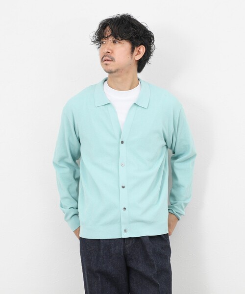 NOLLEY’S（ノーリーズ）の「《SERIYA Cotton》吸湿カノコ襟付きカーディガン 26SS（カーディガン/ボレロ・メンズ・ブルーグリーン/ブラック/ネイビー・S/M/L）」の17枚目の写真