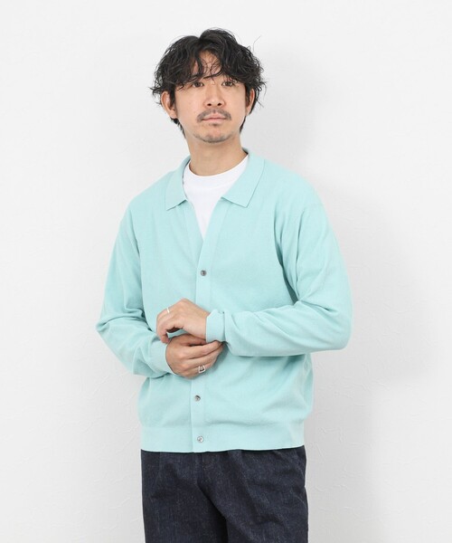 NOLLEY’S（ノーリーズ）の「《SERIYA Cotton》吸湿カノコ襟付きカーディガン 26SS（カーディガン/ボレロ・メンズ・ブルーグリーン/ブラック/ネイビー・S/M/L）」の18枚目の写真