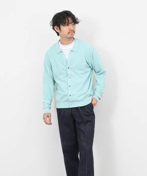 NOLLEY’S（ノーリーズ）の「《SERIYA Cotton》吸湿カノコ襟付きカーディガン 26SS（カーディガン/ボレロ・メンズ・ブルーグリーン/ブラック/ネイビー・S/M/L）」の21枚目の写真