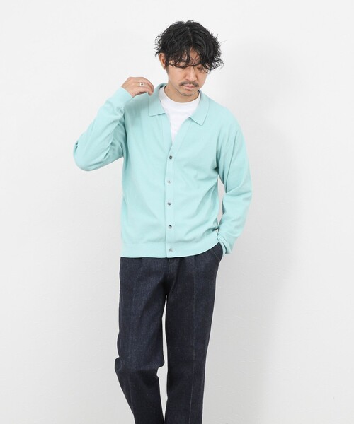 NOLLEY’S（ノーリーズ）の「《SERIYA Cotton》吸湿カノコ襟付きカーディガン 26SS（カーディガン/ボレロ・メンズ・ブルーグリーン/ブラック/ネイビー・S/M/L）」の22枚目の写真