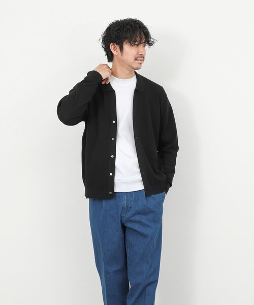 NOLLEY’S（ノーリーズ）の「《SERIYA Cotton》吸湿カノコ襟付きカーディガン 26SS / 吸水速乾 / ウォッシャブル（カーディガン/ボレロ・メンズ・ブルーグリーン/ブラック/ネイビー・S/M/L）」の14枚目の写真