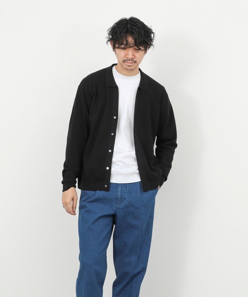 NOLLEY’S（ノーリーズ）の「《SERIYA Cotton》吸湿カノコ襟付きカーディガン 26SS / 吸水速乾 / ウォッシャブル（カーディガン/ボレロ・メンズ・ブルーグリーン/ブラック/ネイビー・S/M/L）」の15枚目の写真
