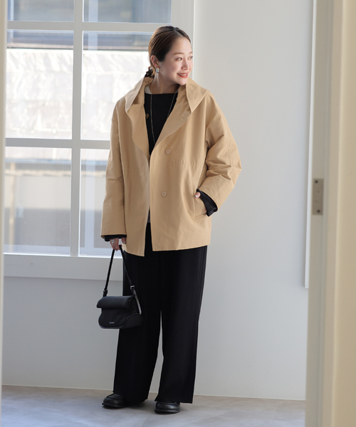 JOURNAL STANDARD（ジャーナルスタンダード）の「《追加》グログランフードコート（その他アウター・レディース・ブラック/ライトグレー/ベージュ・36/38）」の8枚目の写真