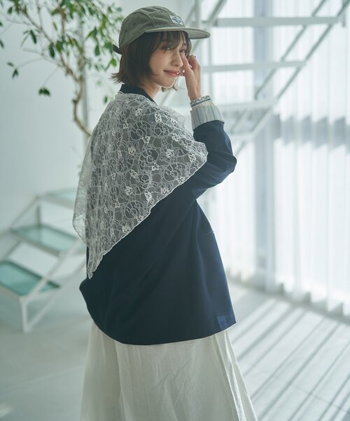 Remind me and forever（リマインドミーアンドフォーエバー）の「レースSET、BIGテーラードジャケット（テーラードジャケット・レディース・ネイビー/ベージュ/チェック・FREE）」の7枚目の写真