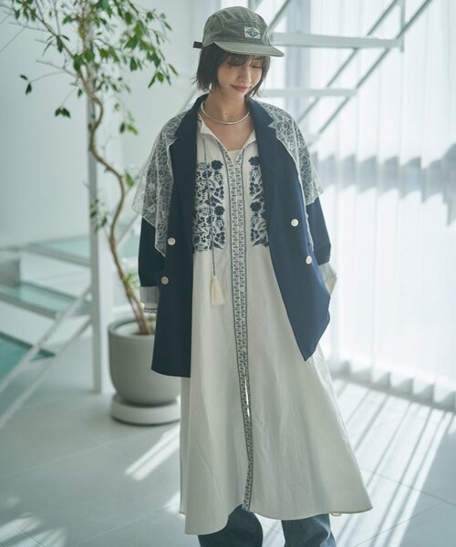 Remind me and forever（リマインドミーアンドフォーエバー）の「レースSET、BIGテーラードジャケット（テーラードジャケット・レディース・ネイビー/ベージュ/チェック・FREE）」の11枚目の写真