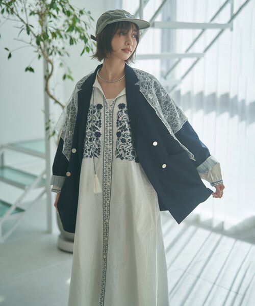 Remind me and forever（リマインドミーアンドフォーエバー）の「レースSET、BIGテーラードジャケット（テーラードジャケット・レディース・ネイビー/ベージュ/チェック・FREE）」の12枚目の写真