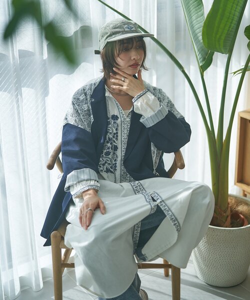 Remind me and forever（リマインドミーアンドフォーエバー）の「レースSET、BIGテーラードジャケット（テーラードジャケット・レディース・ネイビー/ベージュ/チェック・FREE）」の13枚目の写真