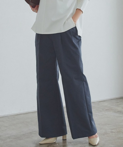RASW(ラス)の「エステルツイルハイウエストワイドパンツ(その他パンツ・レディース・ベージュ/ダークネイビー・S/M/L)」の2枚目の写真