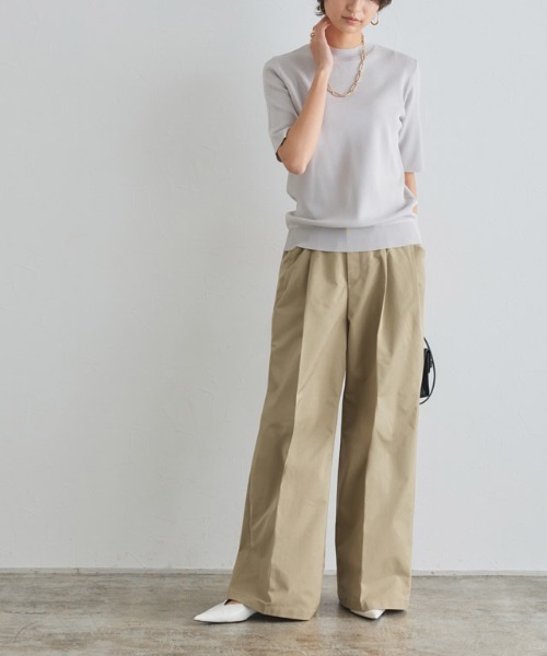 RASW(ラス)の「エステルツイルハイウエストワイドパンツ(その他パンツ・レディース・ベージュ/ダークネイビー・S/M/L)」の4枚目の写真