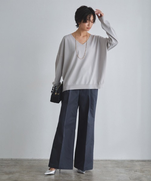 RASW(ラス)の「エステルツイルハイウエストワイドパンツ(その他パンツ・レディース・ベージュ/ダークネイビー・S/M/L)」の9枚目の写真