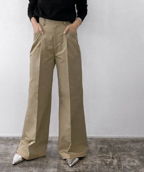 RASW(ラス)の「エステルツイルハイウエストワイドパンツ(その他パンツ・レディース・ベージュ/ダークネイビー・S/M/L)」の6枚目の写真