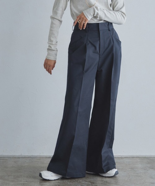RASW(ラス)の「エステルツイルハイウエストワイドパンツ(その他パンツ・レディース・ベージュ/ダークネイビー・S/M/L)」の3枚目の写真