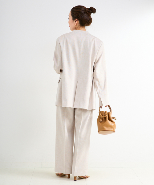 B.C STOCK（ベーセーストック）の「手洗い可 / リネンライク2タックパンツ（スラックス・レディース・アイボリー/カーキ・SMALL/MEDIUM）」の5枚目の写真