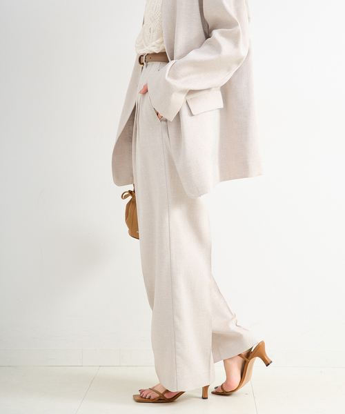 B.C STOCK（ベーセーストック）の「手洗い可 / リネンライク2タックパンツ（スラックス・レディース・アイボリー/カーキ・SMALL/MEDIUM）」の8枚目の写真