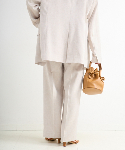 B.C STOCK（ベーセーストック）の「手洗い可 / リネンライク2タックパンツ（スラックス・レディース・アイボリー/カーキ・SMALL/MEDIUM）」の9枚目の写真