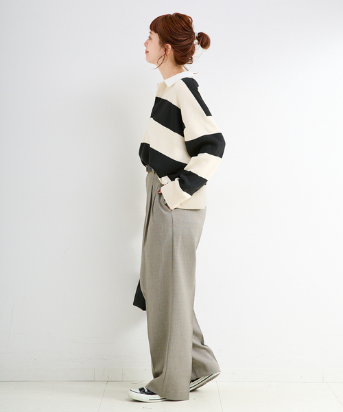 B.C STOCK（ベーセーストック）の「手洗い可 / リネンライク2タックパンツ（スラックス・レディース・アイボリー/カーキ・SMALL/MEDIUM）」の11枚目の写真