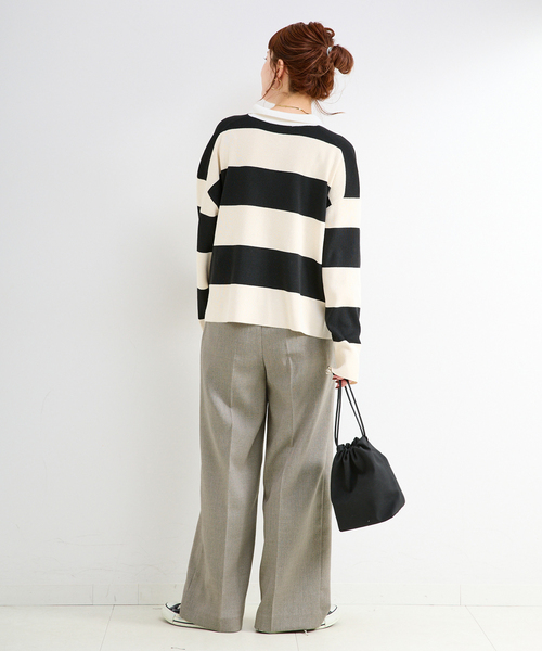 B.C STOCK（ベーセーストック）の「手洗い可 / リネンライク2タックパンツ（スラックス・レディース・アイボリー/カーキ・SMALL/MEDIUM）」の12枚目の写真