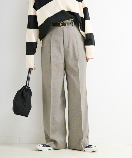 B.C STOCK（ベーセーストック）の「手洗い可 / リネンライク2タックパンツ（スラックス・レディース・アイボリー/カーキ・SMALL/MEDIUM）」の13枚目の写真