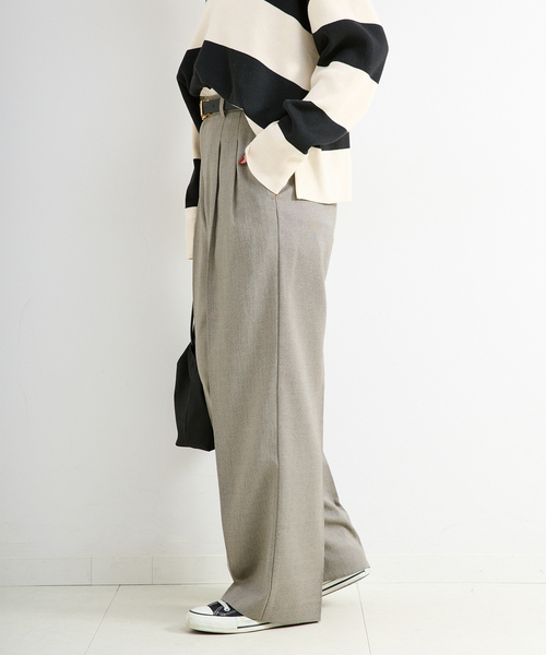 B.C STOCK（ベーセーストック）の「手洗い可 / リネンライク2タックパンツ（スラックス・レディース・アイボリー/カーキ・SMALL/MEDIUM）」の14枚目の写真