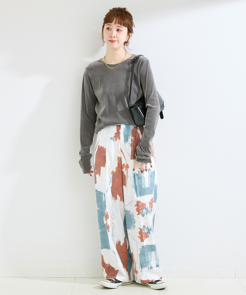 B.C STOCK（ベーセーストック）の「ウォッシャブル / フロッキーメッシュロンTEE（Tシャツ/カットソー・レディース・グレー/ホワイト/イエロー・FREE）」の4枚目の写真