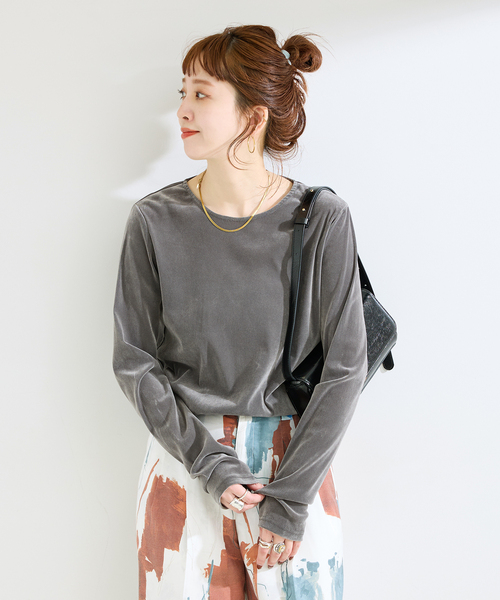 B.C STOCK（ベーセーストック）の「ウォッシャブル / フロッキーメッシュロンTEE（Tシャツ/カットソー・レディース・グレー/ホワイト/イエロー・FREE）」の7枚目の写真