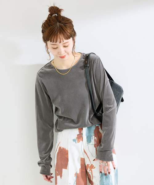 B.C STOCK（ベーセーストック）の「ウォッシャブル / フロッキーメッシュロンTEE（Tシャツ/カットソー・レディース・グレー/ホワイト/イエロー・FREE）」の8枚目の写真