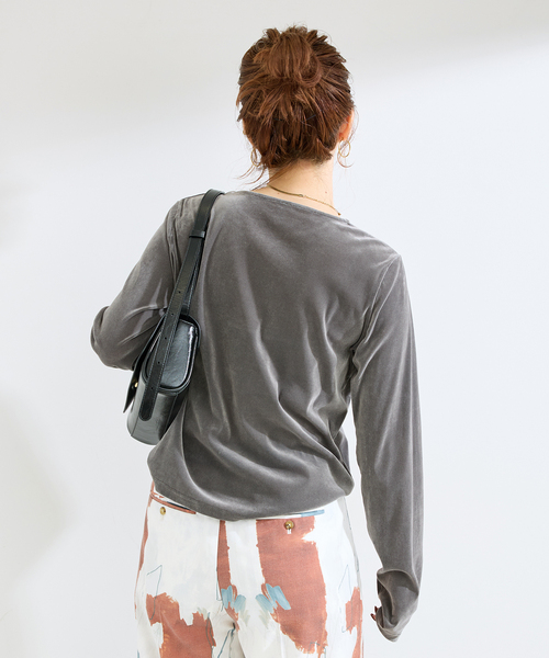 B.C STOCK（ベーセーストック）の「ウォッシャブル / フロッキーメッシュロンTEE（Tシャツ/カットソー・レディース・グレー/ホワイト/イエロー・FREE）」の10枚目の写真