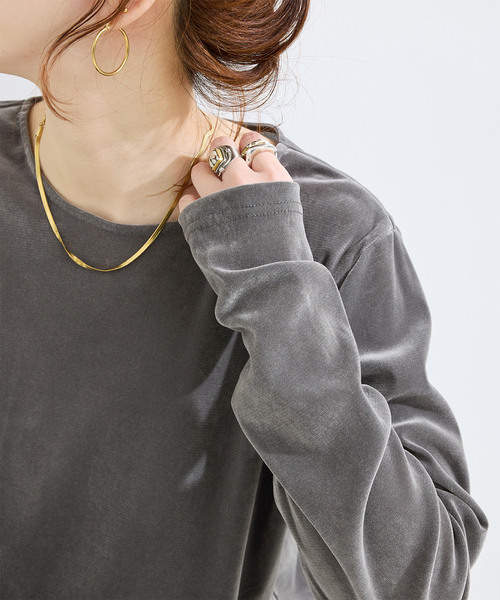 B.C STOCK（ベーセーストック）の「ウォッシャブル / フロッキーメッシュロンTEE（Tシャツ/カットソー・レディース・グレー/ホワイト/イエロー・FREE）」の11枚目の写真