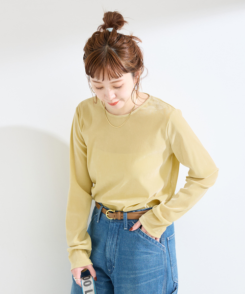 B.C STOCK（ベーセーストック）の「ウォッシャブル / フロッキーメッシュロンTEE（Tシャツ/カットソー・レディース・グレー/ホワイト/イエロー・FREE）」の21枚目の写真
