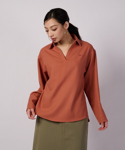 Eddie Bauer（エディーバウアー）の「テクスチャード オープンカラーシャツ（シャツ/ブラウス・レディース・ダークオレンジ/ダークグレー/ベージュ・XL/L/M/S）」の3枚目の写真
