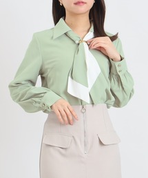 ASTORIA ODIER | 金具付配色ボウタイブラウス(シャツ/ブラウス)