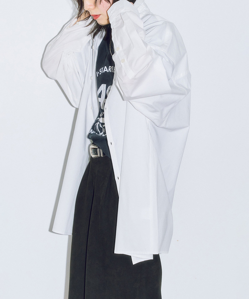 CITYSHOP（シティーショップ）の「OVERシャツ（シャツ/ブラウス・レディース・ホワイト/ブラック・FREE）」の2枚目の写真