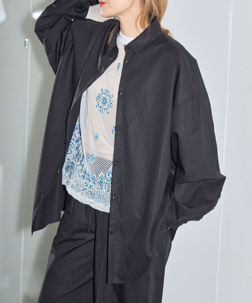 CITYSHOP（シティーショップ）の「OVERシャツ（シャツ/ブラウス・レディース・ホワイト/ブラック・FREE）」の5枚目の写真