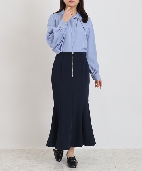 ASTORIA ODIER(アストリアオディール)の「配色パイピンクアシメネックブラウス(シャツ/ブラウス・レディース・ミント/ブルー・SMALL/MEDIUM/LARGE)」の6枚目の写真